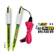 빅 4칼라(3색+형광색) 플루오 볼펜&목걸이 볼펜