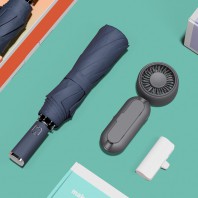 벨솔라 선물세트 베이직 3단 자동 우양산 + 우산애착 미니 선풍기 + 보조배터리