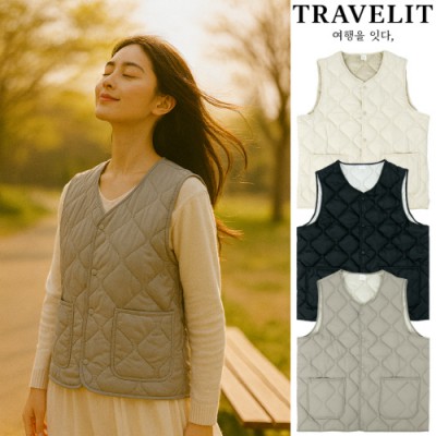 트래블잇 데일리 웜 초경량 패딩 조끼-웜그레이