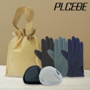 플씨드 겨울 3종 복주머니 파우치 K세트 (베이직 털 귀마개+벨벳 코지 터치 장갑)