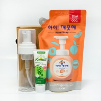 아이깨끗해리필 여행용거품공병 카밀핸드크림 세트