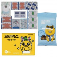 카카오프렌즈 크리넥스 휴대용 구급밴드세트고급형 여행용 3종세트(종이케이스)