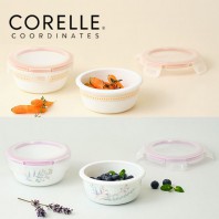 코렐_코디네이츠 밀크글라스 밀폐용기 원형 2종 (산호세/자카드밴드)