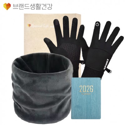 브생건 방한세트 98호(벨벳 넥워머+스마트 방한장갑+미니 다이어리)