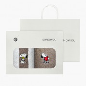 [송월타올] 170g 스누피 멜로우 2매세트(스트라이프1+심플무지1)+쇼핑백
