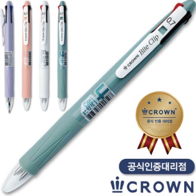 국산)크라운바이트클립4색볼펜(공식인증대리점)