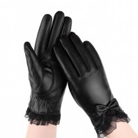 로페리아 여성 리본 레이스 벨벳 스마트폰 가죽 장갑(0216539)