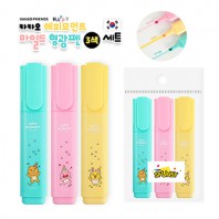 카카오 해피모먼트 마일드 형광펜 3색 세트