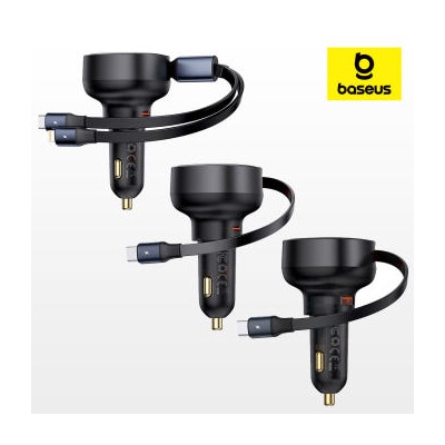 베이스어스 릴케이블 초고속 충전기 차량용 C타입 자동차차량 고속 시거잭 PD충전 60W