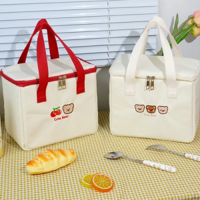 곰돌이자수 보온보냉가방 도시락가방 쿨러백