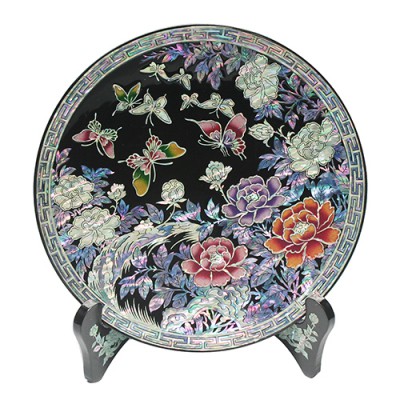 자개원쟁반(미니)-목단(흑)