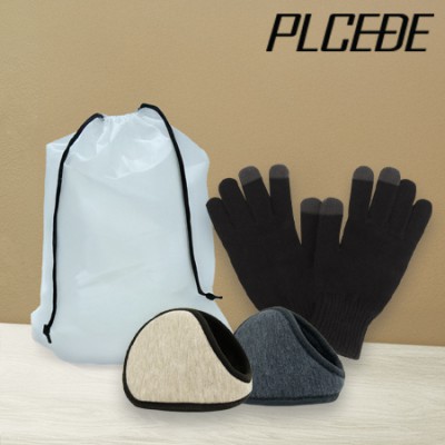 플씨드 겨울 3종 EVA파우치 I세트 (전사 귀마개+무지 니트 터치 장갑)