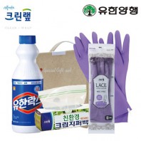 친환경스위트홈세트40호(유한양행 유한락스+크린랩지퍼백+레이스고무장갑)