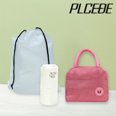 플씨드 사계절 3종 EVA파우치 C세트 (클래식 포켓 판다 보온보냉백+고리형 캐릭터 핸드타월)