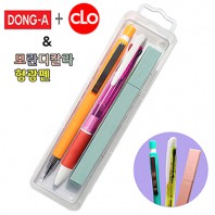 동아제트샤프+클로그립3색펜+모란디칼라형광펜 3P세트