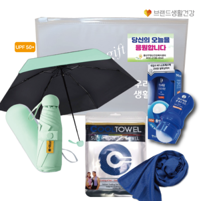 양우산 브생건182호(5단 우양산 UV암막우산+멘소래담 롤온 마사지로션+쿨링 아이스타올)