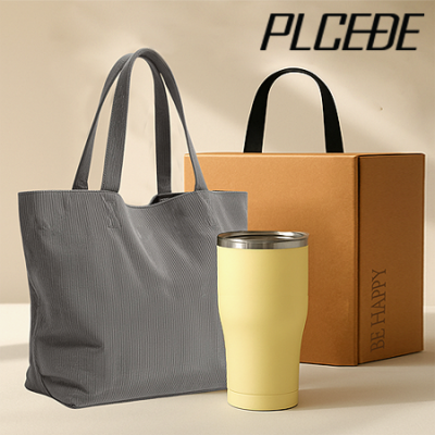 플씨드 코듀로이 빅사이즈 에코백 + 텀블러 600ml 2종세트