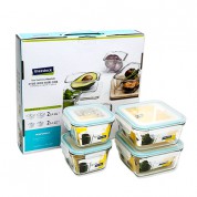 글라스락 정사각 차곡 혼합 4조(베이직)