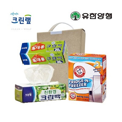 친환경스위트홈세트62호(암앤해머냉장고탈취제+크린랩휴대용+친환경크린백)