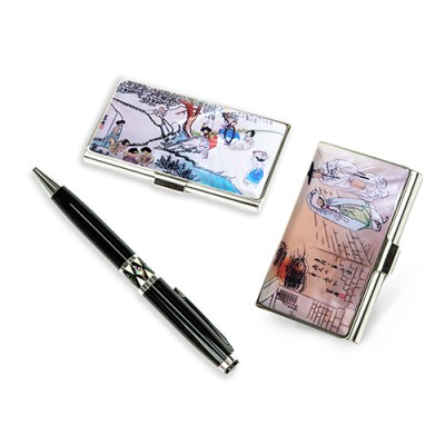 빛나 풍속화 시리즈 자개 2종세트 (자개명함케이스+자개볼펜) 4종 이미지