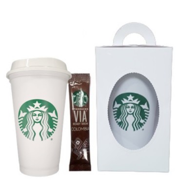 스타벅스 텀블러 리유저블 핫컵 콜드컵 비아커피1ct 화이트손잡이 선물박스