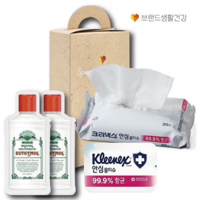 브랜드생활건강 289호 2종세트 (크리넥스 안심물티슈+유시몰 제로가글세트)