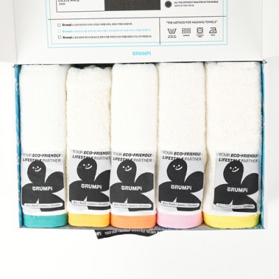 브룸피 뱀부 화이트 수건 타월 5개입 선물세트