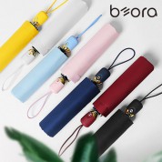 BOR 무지 인쇄우산 마카롱 암막 3단 자동 양우산