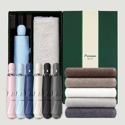라이트핏 초경량 3단자동 암막양우산+송월타올뉴컬러무지150g 우산타올 선물세트