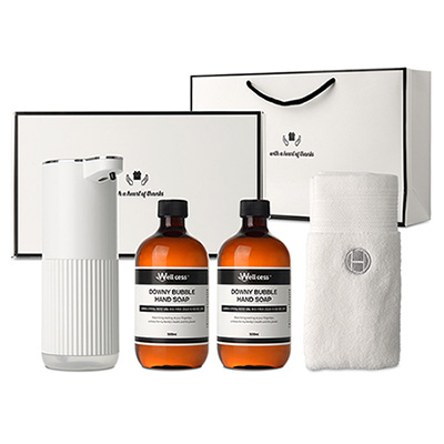 웰세스 WG-103BT 버블 손세정제 자동 디스펜서 1개 + 버블 핸드워시 리필 2개 (500ml) +  핸드타올 1개