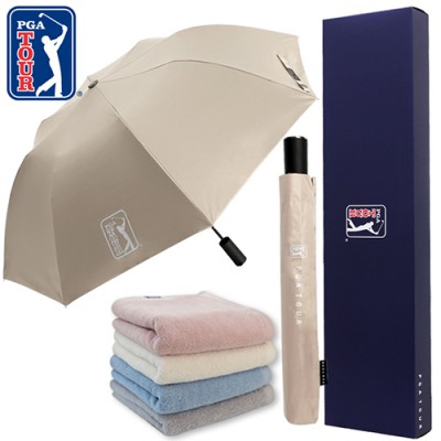 PGA 2단자동 암막 우양산+200g코마사타올세트