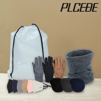 플씨드 겨울 5종 EVA파우치 B세트 (스웨이드 터치 장갑+벨보아 넥워머+왕 귀마개+프리미엄 방한 마스크)