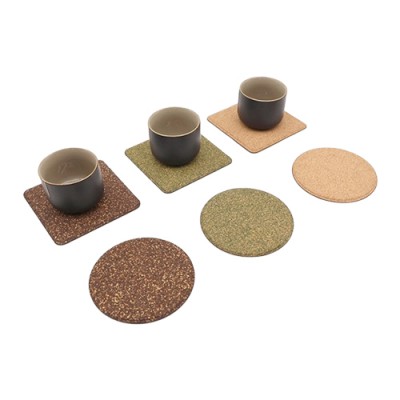 (제작)로페리아 친환경 녹차홍차 찌꺼기 재활용 코르크 컵받침(사각,원형 중 택1) (0215280)