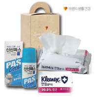 브랜드생활건강 284호 2종세트 (크리넥스 안심물티슈+신신 롤온 쿨연고 파스)