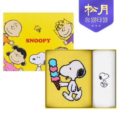 [송월타올] 스누피 라이프50 비치 +  스누피 리버40 2P세트 (비치1+세면1)