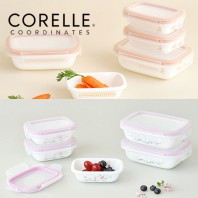 코렐_코디네이츠 밀크글라스 밀폐용기 직사각 5종 (산호세/자카드밴드)