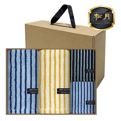 [송월] 스트라이프44 2장+스트라이프34 핸드타올 2장(4매세트)