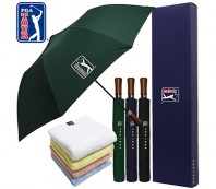 PGA 2단자동 빈티지우드+180g 모달 면사타올 세트