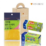 크린랩 브생건328호(휴대용30매 크린백+손잡이20매 위생백+망사수세미2매)