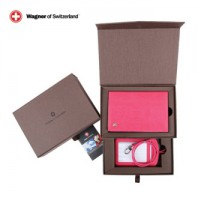 와그너가죽샤무드여권지갑+ 가죽라운드 네임텍세트