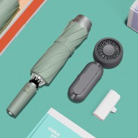 벨솔라 선물세트 거꾸로 2세대 자동 우양산 + 우산애착 미니 선풍기 + 보조배터리