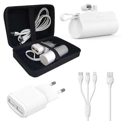 여행용 충전기 세트 B 보조배터리 충전기 케이블 파우치