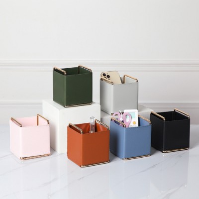 로페리아 사각형 솔리드 칼라 가죽 펜꽂이 수납함(0215849)