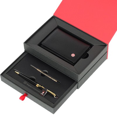 [스위스 와그너] 필라그라베명함지갑+프레스티지블랙금장볼펜+리필 세트