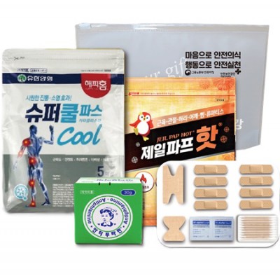 유한양행 구급키트 4호(쿨파스,제일파프,안티푸라민,구급밴드세트면봉22p 4종세트)