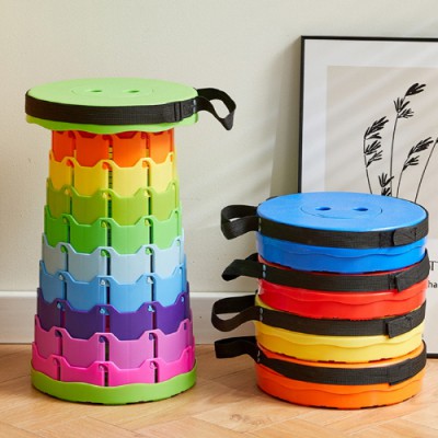 휴대용 접이식 텔레스코픽 스툴의자 레인보우