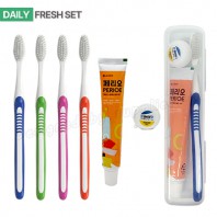 326미세모+페리오+국내산치실 칫솔치약세트 여행용세트