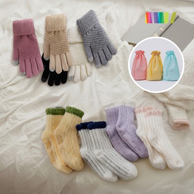 세트) 소프트 터치장갑+수면양말M