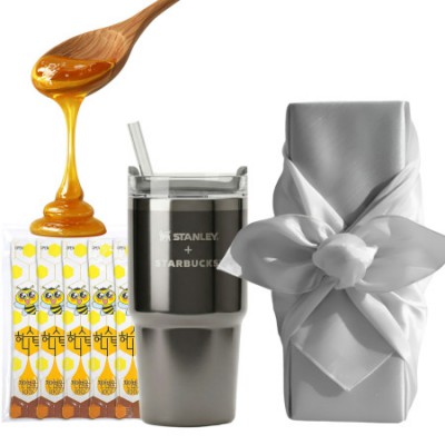 스타벅스 SS 스탠리 시그니처 켄처 591ml 텀블러 국내산 허니스틱 보자기세트