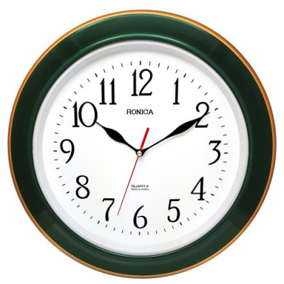 로니카 투톤라인 무소음벽시계 그린 R303G